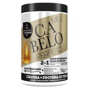 Gota Dourada Creme + Máscara 2 em 1 Meu Cabelo Perfeito Creatina 1kg
